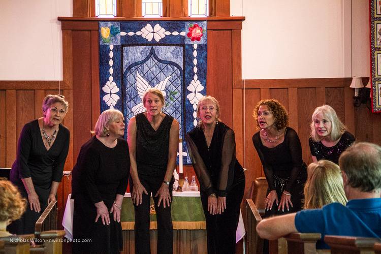 Village Chamer Concerts series: In The Mix a capella sextet in concert at Evergreen Methodist Church in Fort Bragg.