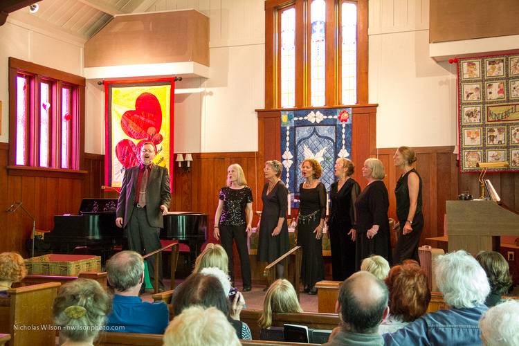 Village Chamer Concerts series: In The Mix a capella sextet in concert at Evergreen Methodist Church in Fort Bragg.