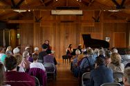 Joel Cohen, cello, and Elena Casanova, piano, at Preston Hall for  the Village Chamber series.