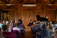 Joel Cohen, cello, and Elena Casanova, piano, at Preston Hall for  the Village Chamber series.