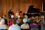 Joel Cohen, cello, and Elena Casanova, piano, at Preston Hall for  the Village Chamber series.