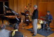 The Francis Vanek Quartet  featuring Vanek on sax and Chris Amberger on bass played jazz as part of the Village Chamber Series.