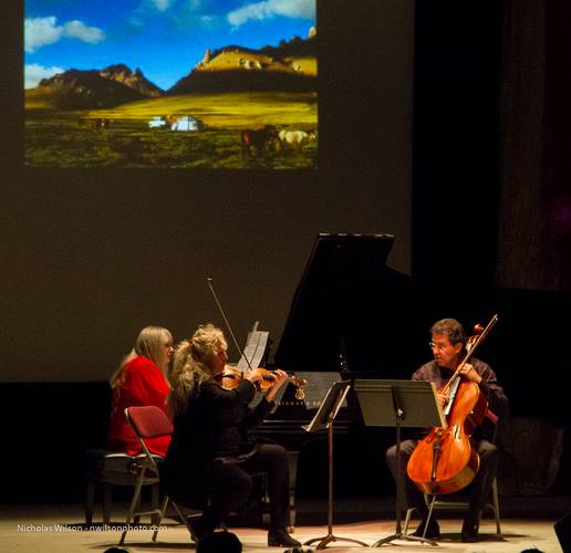 Susan Waterfall, Susan Freier, and Stephen Harrison, in Music for a Teahouse.