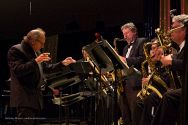 Allan Pollack leads the MMF Jazz Big Band in the big concert tent.