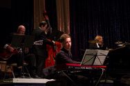Julian Pollack on piano wih the MMF Jazz Big Band.