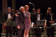 Vocalist Kathleen Grace and MMF co-founder Allan Pollack take their bows to conclude the Big Band concert night.