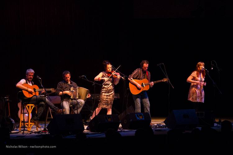 The American Irish band Solas performs in the big tent.