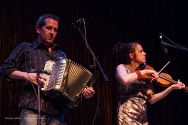 The American Irish band Solas performs in the big tent.