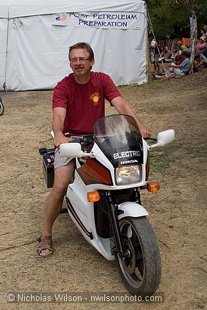 Electric Honda Interceptor ready to roll.