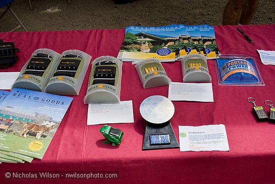 Some of the solar powered goodies available at the Real Goods booth.