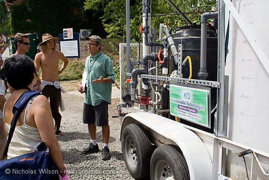 Mobile methane digester biomass to biogas display at SolFest 2007