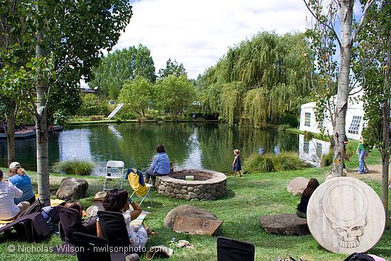 A pond adds to the landscape at the Solar Living Center in Hopland.