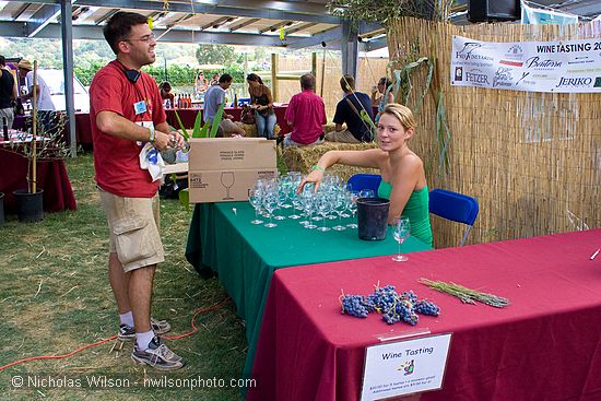 Preparing for the wine tasting event at SolFest 2007