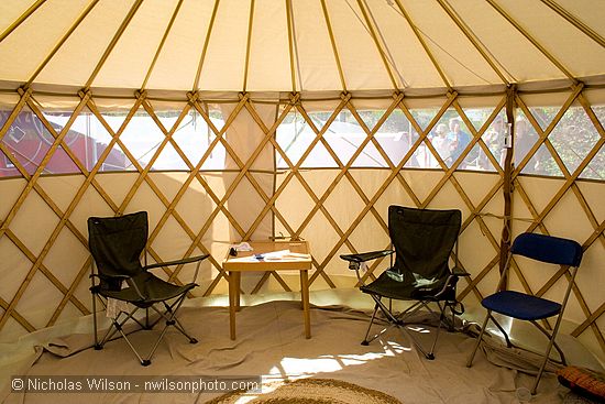 Yurt interior at SolFest 2007