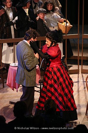 With Alcindoro gone to do her errand, Musetta entices Rodolfo.