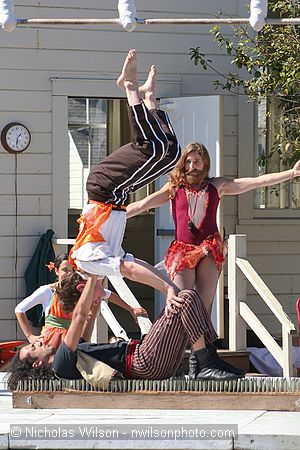 Flynn Creek Circus performers on a bed of nails at Casparfest 2007