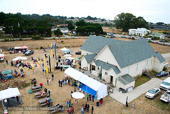 View of Caspar Community Center from a hot air balloon. It was late Sunday evening as the CasparFest 2007 was ending.