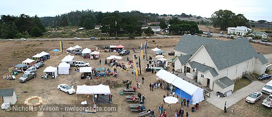 Panoramic view of CasparFest 2007 from a hot-air balloon late Sunday evening, as many vendors were packing up their wares.