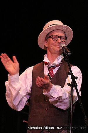 Bill Irwin in performance at Cotton Auditorium, Fort Bragg CA