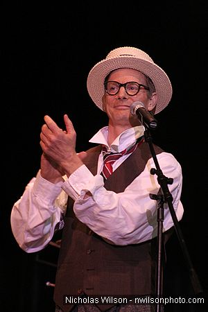 Bill Irwin in performance at Cotton Auditorium, Fort Bragg CA