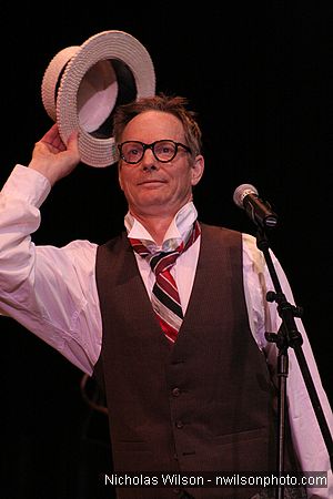 Bill Irwin in performance at Cotton Auditorium, Fort Bragg CA