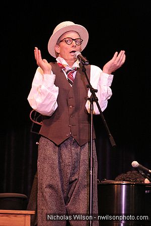 Bill Irwin in performance at Cotton Auditorium, Fort Bragg CA