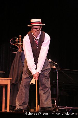 Bill Irwin in performance at Cotton Auditorium, Fort Bragg CA