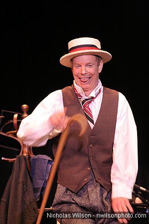 Bill Irwin in performance at Cotton Auditorium, Fort Bragg CA