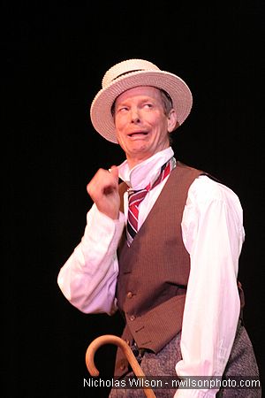 Bill Irwin in performance at Cotton Auditorium, Fort Bragg CA