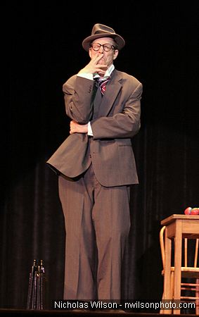 Bill Irwin in performance at Cotton Auditorium, Fort Bragg CA