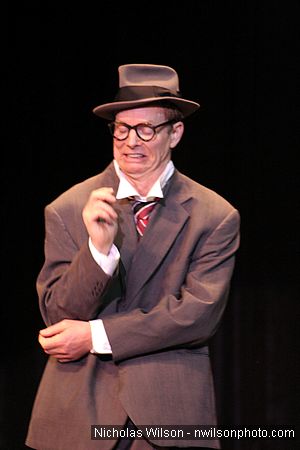 Bill Irwin in performance at Cotton Auditorium, Fort Bragg CA