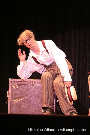 Bill Irwin in performance at Cotton Auditorium, Fort Bragg CA