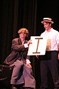 Bill Irwin gets some help from David Kosonen in performance at Cotton Auditorium, Fort Bragg CA