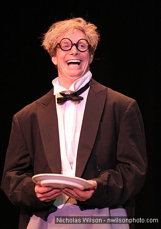 Bill Irwin in performance at Cotton Auditorium, Fort Bragg CA