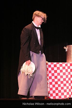 Bill Irwin in performance at Cotton Auditorium, Fort Bragg CA