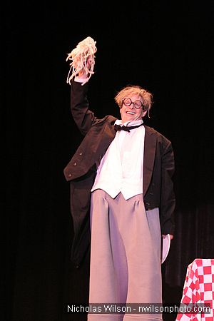 Bill Irwin in performance at Cotton Auditorium, Fort Bragg CA