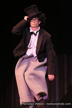 Bill Irwin in performance at Cotton Auditorium, Fort Bragg CA