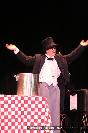 Bill Irwin in performance at Cotton Auditorium, Fort Bragg CA