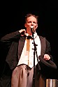 Bill Irwin takes questions and suggestions from the audience at Cotton Auditorium, Fort Bragg CA