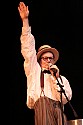 Bill Irwin waves to the audience at Cotton Auditorium, Fort Bragg CA