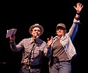 KZYX programmers Jimmy Humble and Katherine Cole were masters of ceremonies for The Wailin Jennys and the Blushin' Roulettes, Mar 7, 2010, Cotton Auditorium, Fort Bragg.