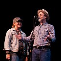 KZYX programmers Jimmy Humble and Katherine Cole were masters of ceremonies for The Wailin Jennys and the Blushin' Roulettes, Mar 7, 2010, Cotton Auditorium, Fort Bragg.