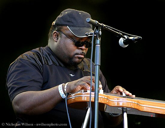Darick Campbell plays Hawaiian steel guitar with the Campbell Brothers gospel music group