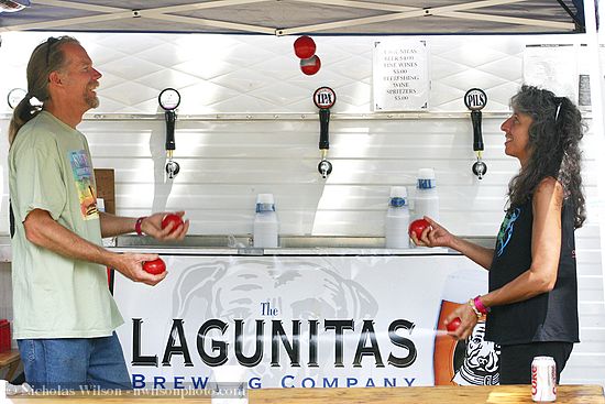 Lagunitas Brewing Company staffers enjoy juggling when business slows.